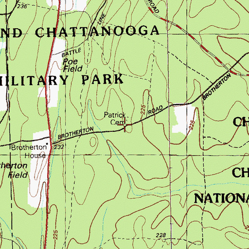 Topographic Map of Chickamauga and Chattanooga National Military Park, GA