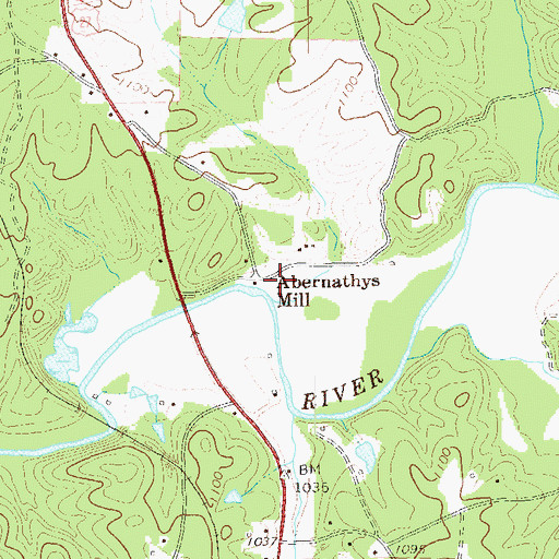Topographic Map of Abernathys Mill, GA