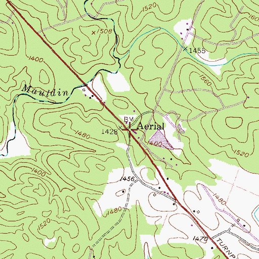 Topographic Map of Aerial, GA