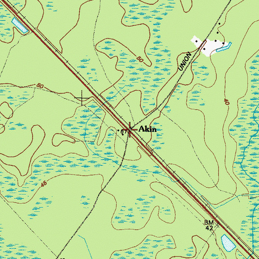 Topographic Map of Akin, GA