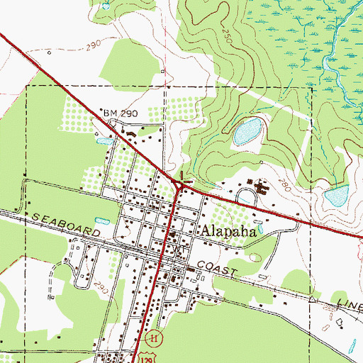 Topographic Map of Alapaha, GA