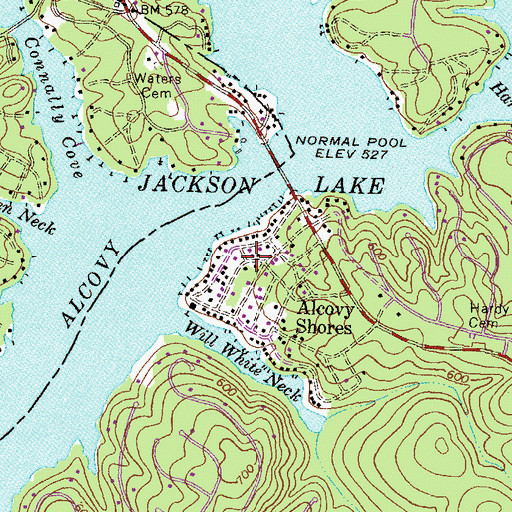 Topographic Map of Alcovy Shores, GA