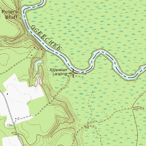 Topographic Map of Alderman Landing, GA