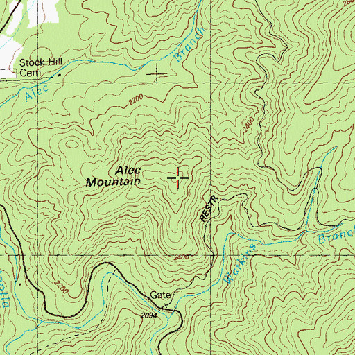 Topographic Map of Alec Mountain, GA