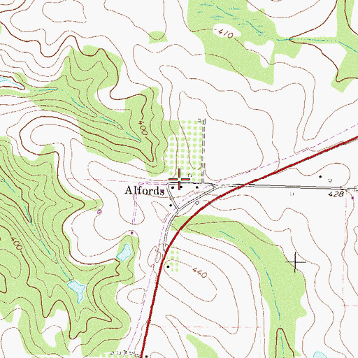 Topographic Map of Alfords, GA