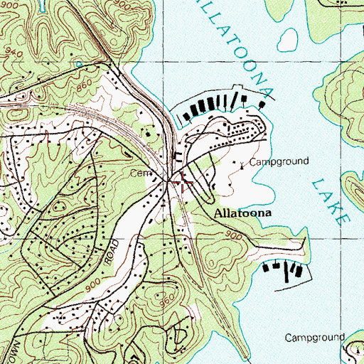 Topographic Map of Allatoona, GA