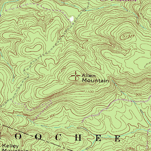 Topographic Map of Allen Mountain, GA