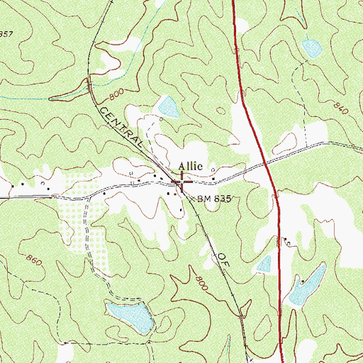 Topographic Map of Allie, GA