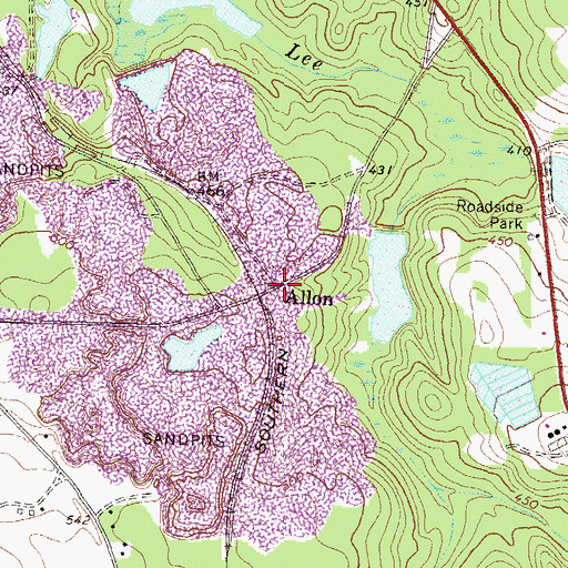 Topographic Map of Allon, GA