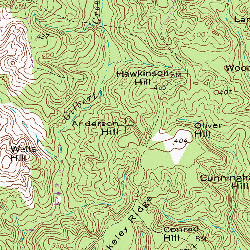 Topographic Map of Anderson Hill, GA