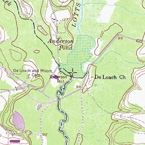 Topographic Map of Anderson Mill, GA