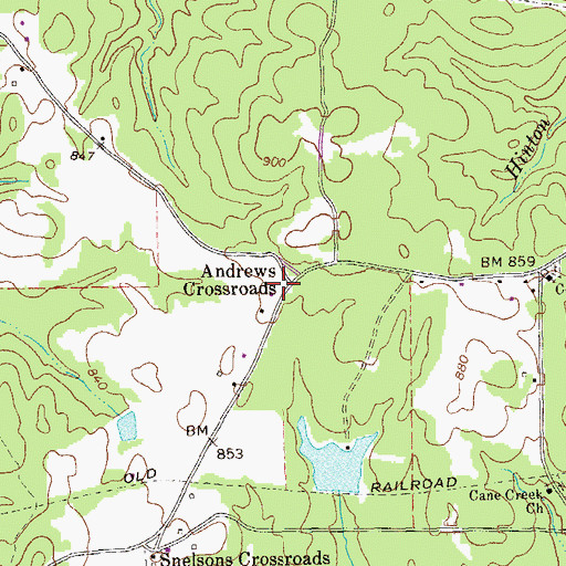 Topographic Map of Andrews Crossroads, GA