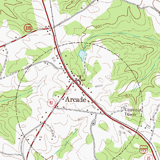 Topographic Map of Arcade, GA