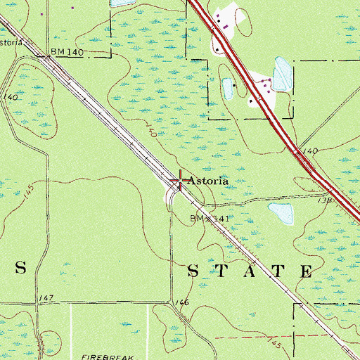 Topographic Map of Astoria, GA