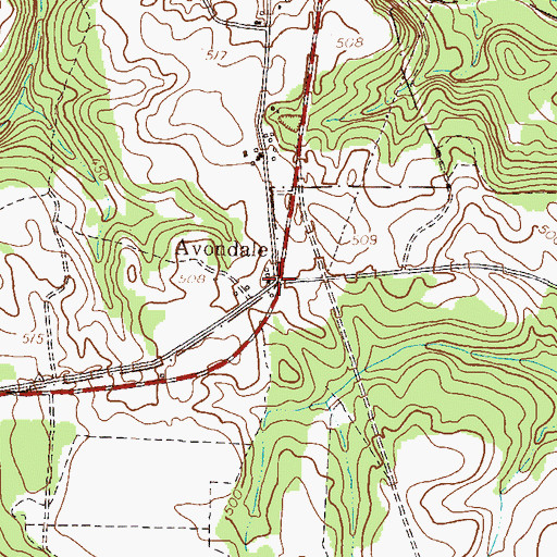 Topographic Map of Avondale, GA