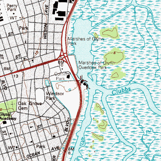Topographic Map of Back Landing, GA