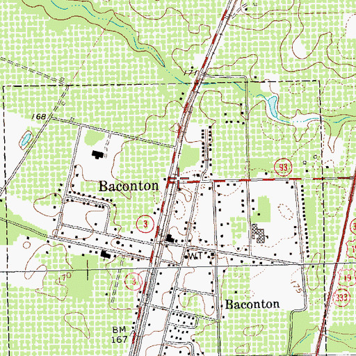 Topographic Map of Baconton, GA