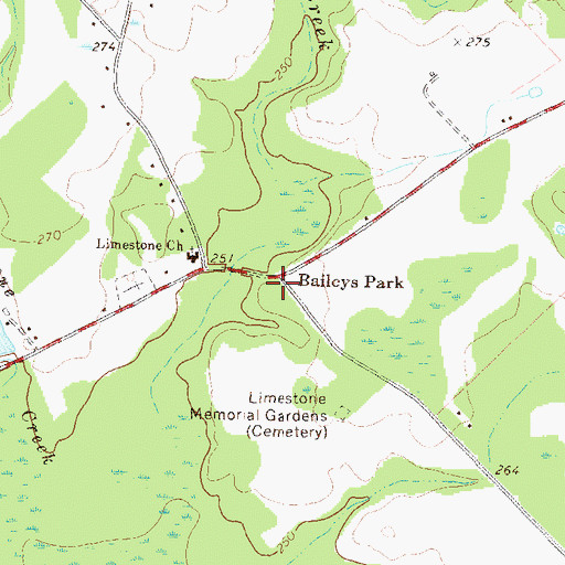 Topographic Map of Baileys Park, GA