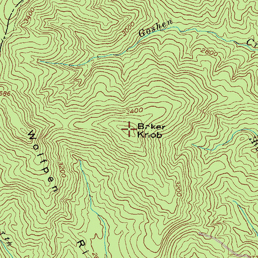 Topographic Map of Baker Knob, GA