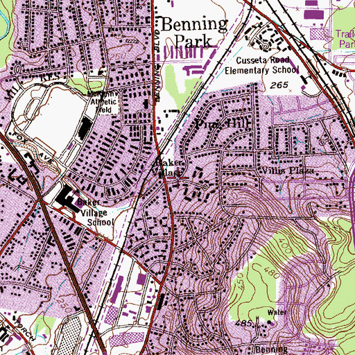 Topographic Map of Baker Village, GA