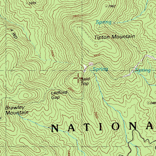 Topographic Map of Bald Top, GA