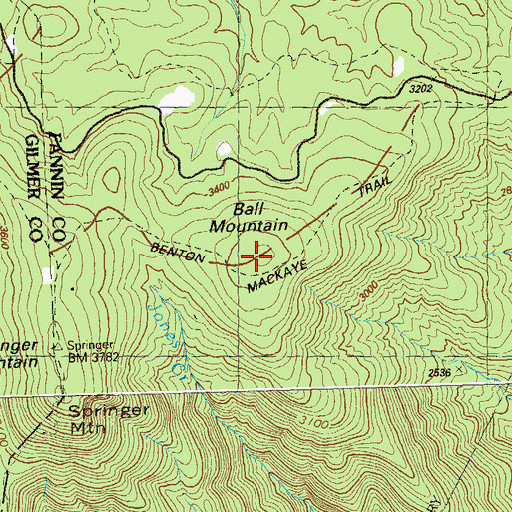 Topographic Map of Ball Mountain, GA
