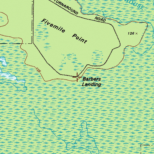 Topographic Map of Barbers Landing, GA