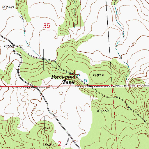 Topographic Map of Porcupine Tank, AZ
