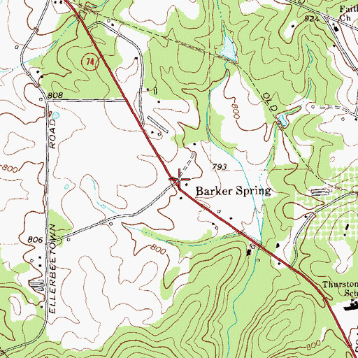 Topographic Map of Barker Spring, GA