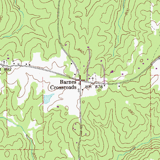 Topographic Map of Barnes Crossroads, GA
