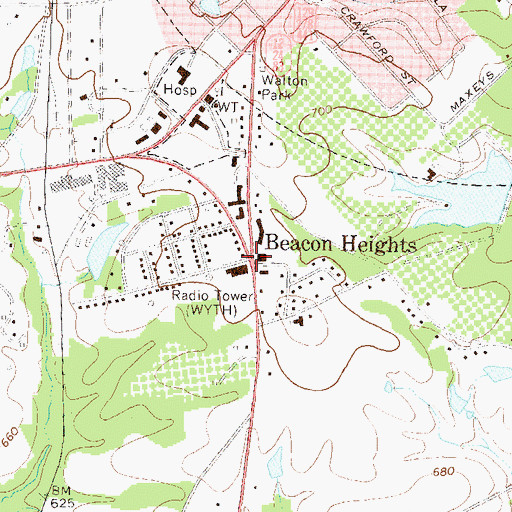 Topographic Map of Beacon Heights, GA