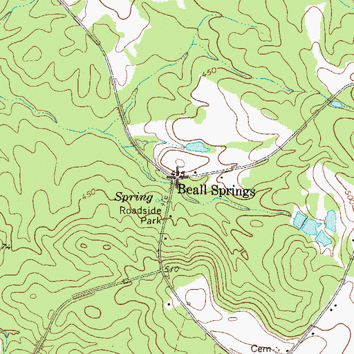Topographic Map of Beall Springs, GA