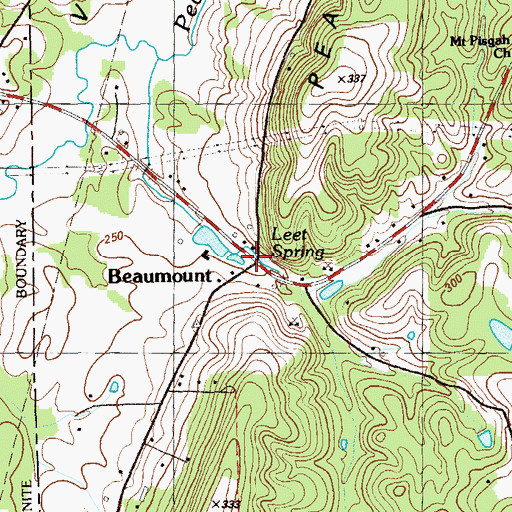 Topographic Map of Beaumount, GA