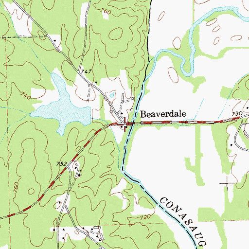 Topographic Map of Beaverdale, GA