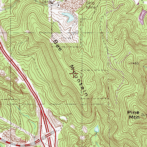 Topographic Map of Bee Mountain, GA