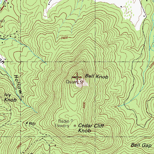 Topographic Map of Bell Knob, GA