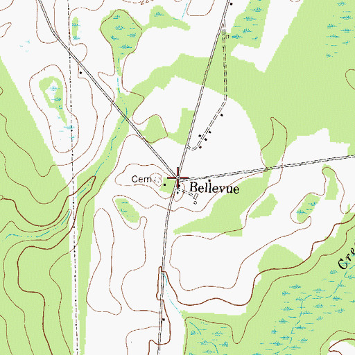 Topographic Map of Bellevue, GA
