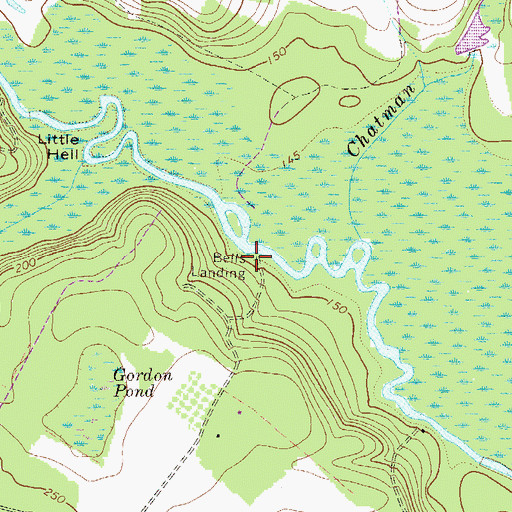 Topographic Map of Bells Landing, GA