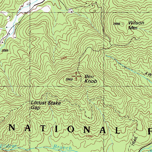 Topographic Map of Ben Knob, GA