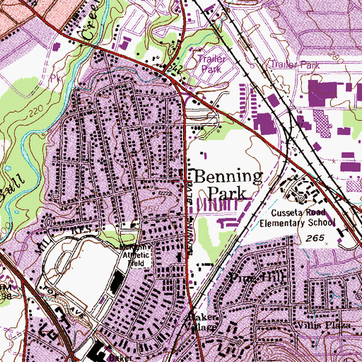 Topographic Map of Benning Park, GA