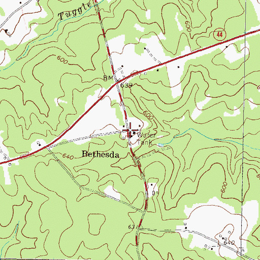 Topographic Map of Bethesda, GA