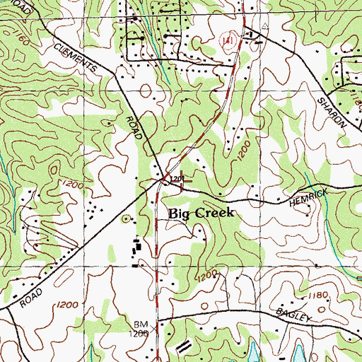 Topographic Map of Big Creek, GA