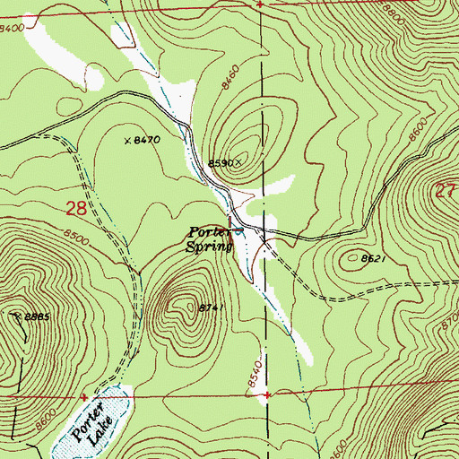 Topographic Map of Porter Spring, AZ