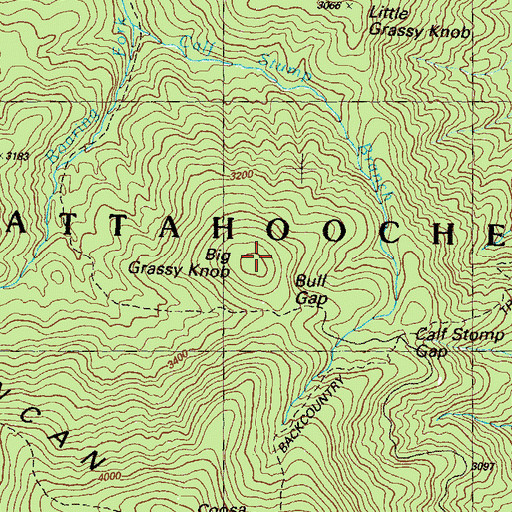 Topographic Map of Big Grassy Knob, GA
