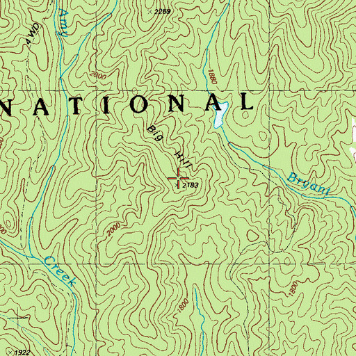 Topographic Map of Big Hill, GA