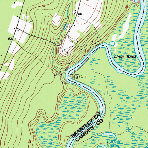 Topographic Map of Big Oak, GA