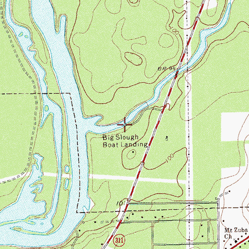 Topographic Map of Big Slough Boat Landing, GA