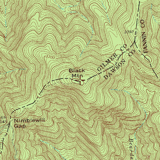 Topographic Map of Black Mountain, GA