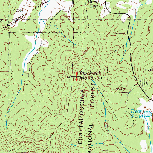 Topographic Map of Blackjack Mountain, GA