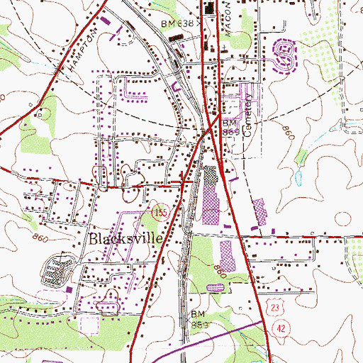 Topographic Map of Blacksville, GA